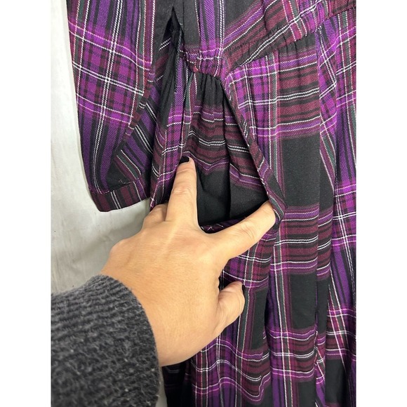 Torrid Purple Plaid Mini Challis Button Front Shirt Dress 2X - Picture 5 of 8